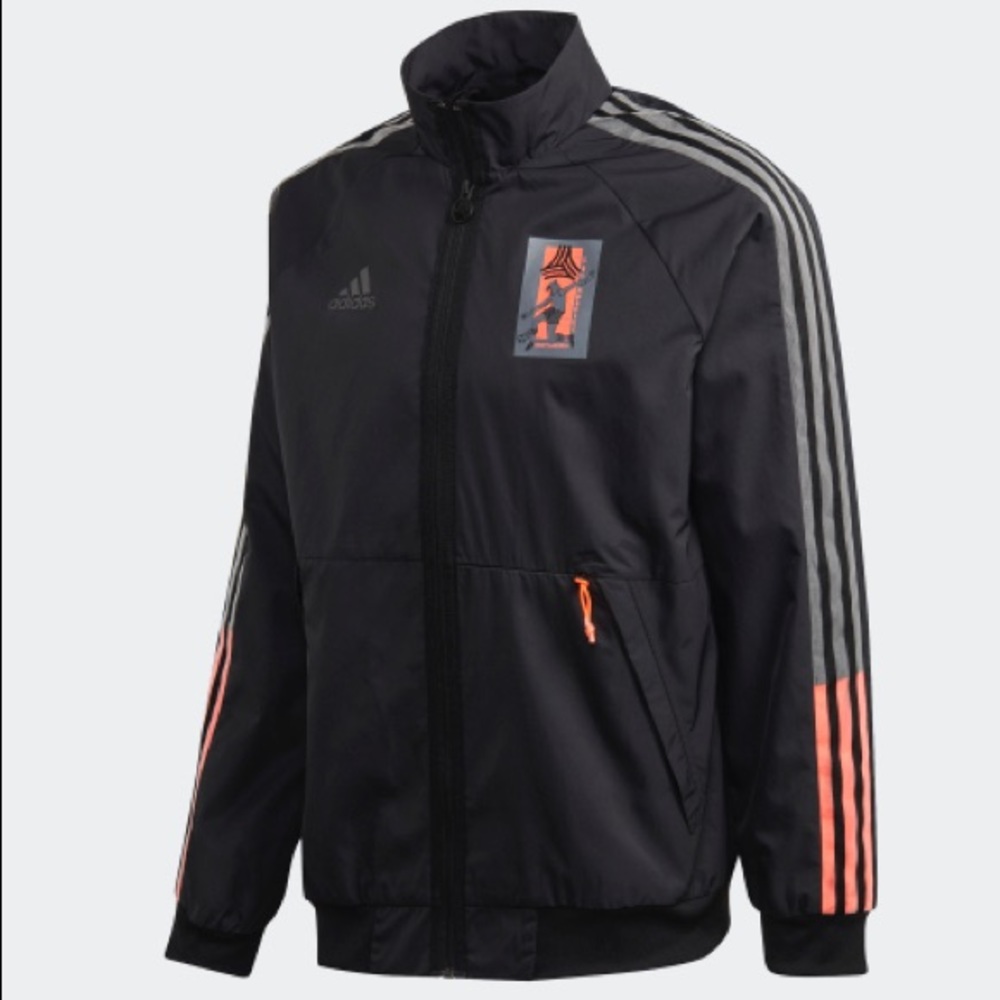 Men’s Adidas Soccer Woven Track Jacket Geoff Gouveia Black Size Large NEW